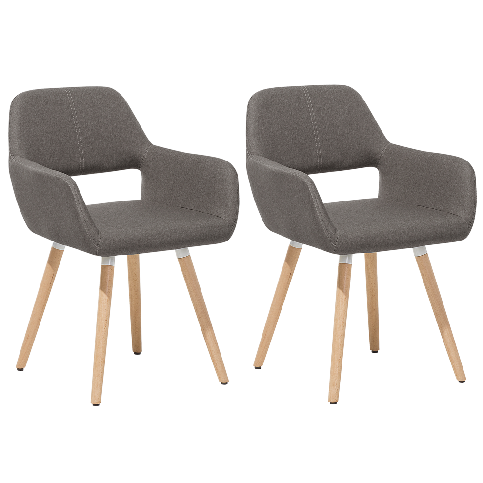 Set of 2 Dining Chairs CHICAGO Fabric Taupe
