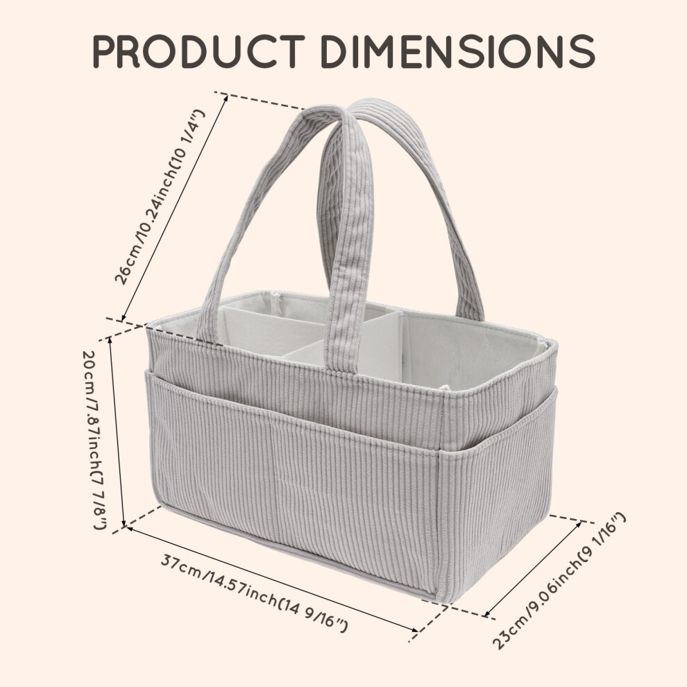 Cbwerbb Baby Nappy Caddy Organiserportable Corduroy Nursery Diaper Sto