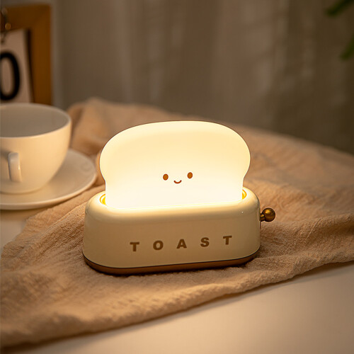 Cute Green Bread Bedside Lamp, USB Charging