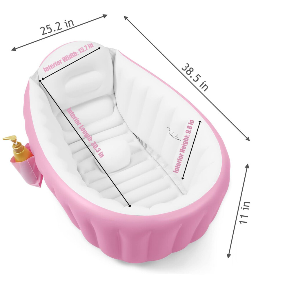 Pandaear Inflatable Baby Bath Tub Portable Toddler Bath Tub Infant Bab