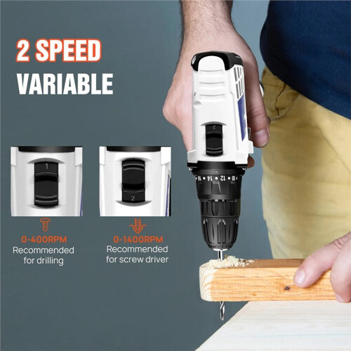 12V Cordless Drill Combo Kit with Electric Screwdriver, 2 Speeds, 18+1 Torque Settings, 23 Bits US Plug 2