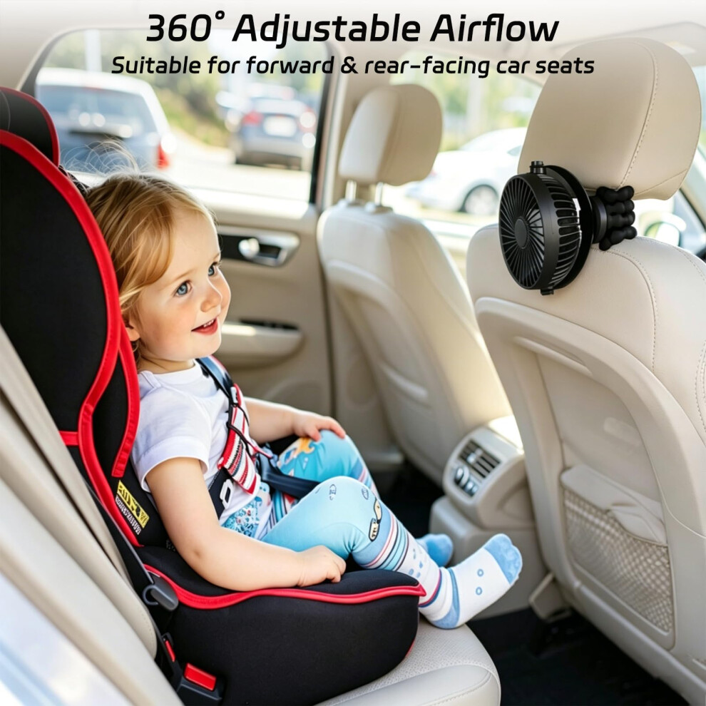 Portable Pram Fan, Rechargeable Stroller Fan, Flexible Tripod Clip On Fan With 3 Speeds & 360 Rotation, Handheld Personal Fan With Led Night Light Ceruletree