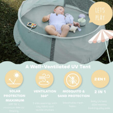 BÉABA, Beach Tent – 2-in-1 Baby UV Protection Tent, 0–24 Months, Maximum Sun Protection UPF 50+, UV Filtered, 360 Ventilation, Mosquito Nets, S