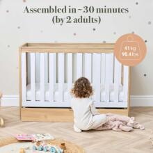 Tutti Bambini Riley 3-in-1 Baby Cot Bed with Drawer 120 x 60 cm, (0-4 Years) - 3 Modes: Cot, Toddler Bed & Toddler Sofa, Convertible Cot Bed for Baby
