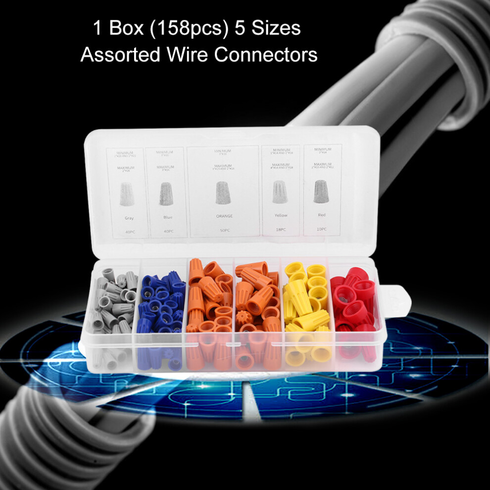 158Pcs Wire Connectors Assortment, Screw On 7293282719484