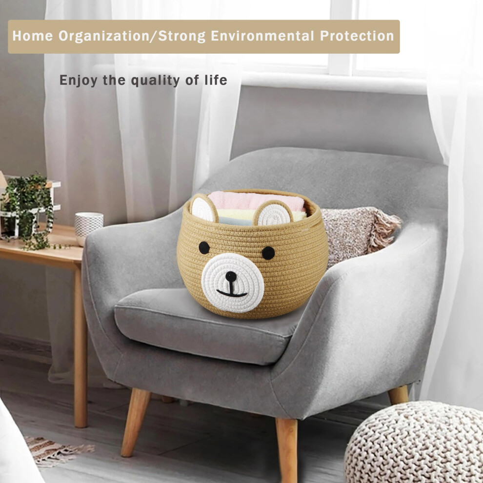 Pandaear Cotton Rope Baby Basket Baby Nursery Laundry Nappy Caddy Orga