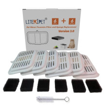 (6 filtros-6 esponjas) Juego de 6 filtros y 6 esponjas, accesorios de repuesto para fuente de agua para