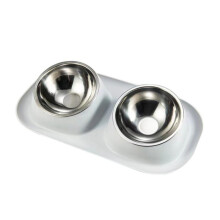 Comedero elevado para mascotas de acero inoxidable (gris) a prueba de derrames, antideslizante, estable,