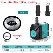 (6W, spina AU) Pompa sommergibile ultra silenziosa per fontana d'acqua con tubo per acquario, laghetto