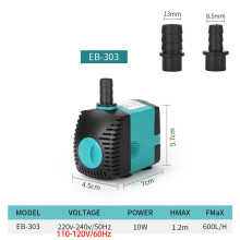 (10W, spina UE 240V) Pompa sommergibile per acquario 3-60W, per fontana, filtro, laghetto, silenziosa.