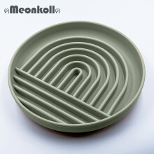 (Verde) Comedero lento de silicona para perros, anticolisión para mascotas, plato de comida dividido,