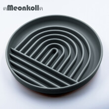 Comedero lento de silicona (gris) para perros, anticolisión para mascotas, plato de comida dividido,