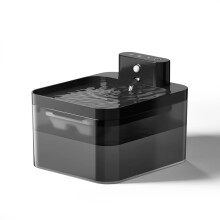 (Negro) Fuente de agua inalámbrica automática para mascotas de 2,2 L con sensor infrarrojo, bebedero