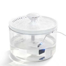 (Cabezal de ducha blanco, 1,8 L) Fuente de agua para gatos, 1,8 L/60,87 oz, iluminación azul hielo,
