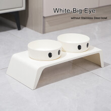 (Big Eyes-A) Comederos elevados para perros con soporte elevado y dos cuencos de acero inoxidable para