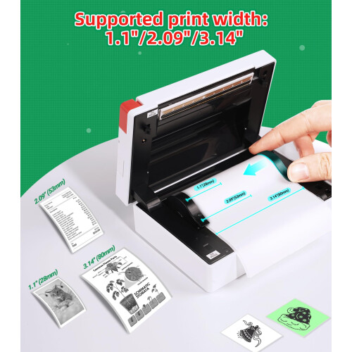 ORGBRO Sticker Printer, X3 Mini Bluetooth Thermal Portable Sticker Maker Supports 2-3 Inch Width, with 1 Roll Thermal Paper, Suitable for Study Notes 2