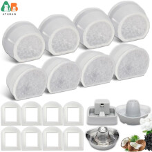 (8 filtros y 8 esponjas) Filtro de carbón de repuesto para fuente de agua para gatos, compatible con