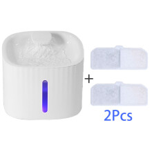 (Blanco con lámpara - 2 unidades) Dispensador de agua USB automático para mascotas de 3 litros, bebedero