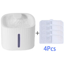 (Blanco sin luz - 4 piezas) Dispensador de agua USB automático para mascotas de 3 litros, bebedero inteligente