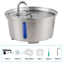 (Fountain-Senson) Fontana per gatti automatica in acciaio inossidabile da 2,6 l/87,9 oz