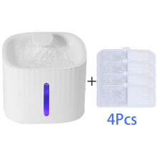 (Bianco con lampada - 4 pezzi) Distributore automatico d'acqua per animali domestici da 3 litri con