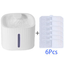 (Bianco senza luce - 6 pezzi) Distributore automatico d'acqua per animali domestici USB da 3 litri,