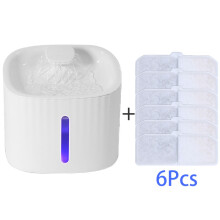 (Bianco con lampada - 6 pezzi) Distributore automatico d'acqua per animali domestici USB da 3 litri,
