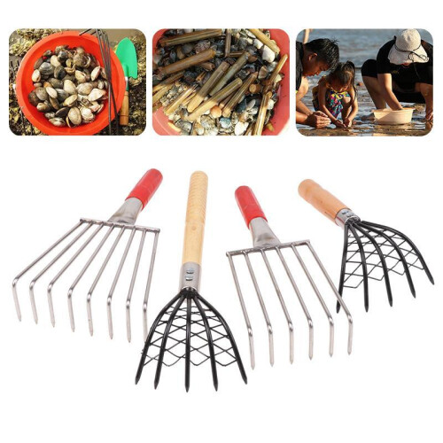 (A4)【Joy】Multifunctional Rake Tool Portable Beach Clam Rake Seafood Shell Rake Garden Farm Digging Tools 1
