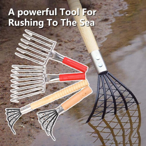 (A4)【Joy】Multifunctional Rake Tool Portable Beach Clam Rake Seafood Shell Rake Garden Farm Digging Tools 2