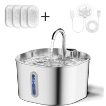 (Combinatie C) Automatische drinkfontein voor katten, roestvrijstalen drinkfontein voor huisdieren,