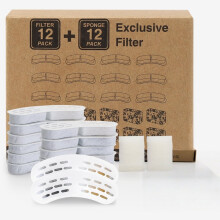 (12 filters - 12 sponzen) Vervangende actieve koolstoffilterset voor honden- en kattenfonteinen.