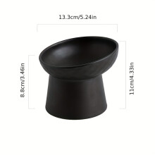 (Black Raised Bowl)Ceramic Raised Cat Bowls Cat Food Bowls for Neck Comfort Supportive Elevated Feeder