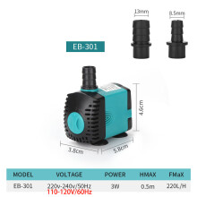 (3W, spina USA 110V) Pompa sommergibile per acquario 3-60W, per fontana, filtro, laghetto, silenziosa,