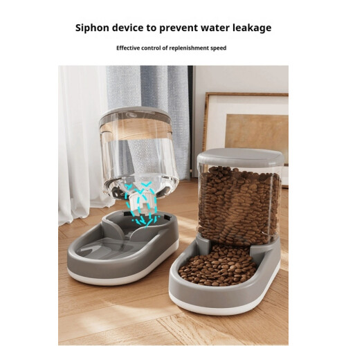 (Confezione combinata-8831) Distributore automatico di cibo e acqua per cani e gatti, non elettrico,