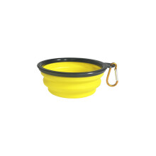 (Geel, 1000 ml) Gemakkelijk mee te nemen, draagbare voerbak voor katten en honden, opvouwbaar, TPE,