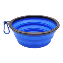 (Blauw, 1000 ml) Opvouwbare siliconen voerbak voor huisdieren, inklapbare voerbak/waterbak voor honden,