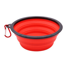 (Rood, 1000 ml) Opvouwbare siliconen voerbak voor huisdieren, inklapbare voerbak, waterbak, grote reisbak