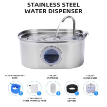 (Nieuw, zonder stekker) Kattenwaterfontein NautyPaws 3,2L roestvrijstalen waterdispenser voor huisdieren,