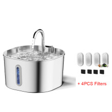 (Set 1) 2,2L Automatische drinkfontein voor katten, roestvrijstalen drinkbak voor huisdieren, drinkfontein