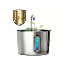(2,2L Waterfontein) 2,2L/74oz Roestvrijstalen kattenwaterfontein met blauw LED-licht, superstille pomp,