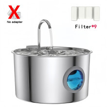 (Dispenser-9Filter) Kattenwaterfontein 3,2L Roestvrijstalen Automatische Waterdispenser voor Huisdieren