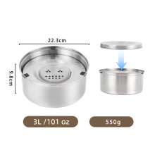 (3L, zoals afgebeeld) 3L Roestvrijstalen waterbak voor honden, morsbestendig, antislip, waterdispenser