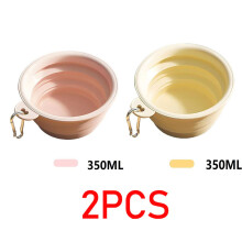 (2 stuks - Roze Geel, 350 ml) 350 ml Opvouwbare hondenbak, inklapbare drinkbak voor huisdieren, drinkbak
