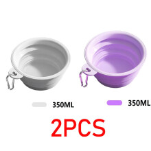 (2 stuks - Grijspaars, 350 ml) 350 ml Opvouwbare hondenbak, inklapbare drinkbak voor huisdieren, drinkbak