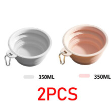 (2 stuks - Grijsroze, 350 ml) 350 ml Opvouwbare hondenbak, inklapbare drinkbak voor huisdieren, drinkbak