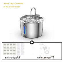 (Voeg 8 filters en sensoren toe, L) 2,2L Automatische drinkwaterdispenser voor katten, slimme drinkfontein