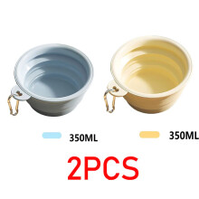 (2 stuks - Blauw Geel, 350 ml) 350 ml Opvouwbare hondenbak, inklapbare drinkbak voor huisdieren, drinkbak