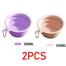 (2 stuks - Paarsroze, 350 ml) 350 ml Opvouwbare hondenbak, inklapbare drinkbak voor huisdieren, drinkbak