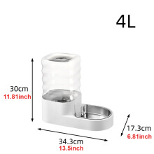 (wit, 4L) 4L Automatische waterdispenser voor huisdieren, roestvrijstalen waterbak, grote capaciteit,