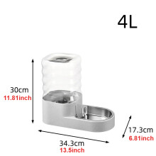 (Grijs, 4L) Automatische waterdispenser voor huisdieren van 4 liter, roestvrijstalen waterbak, grote